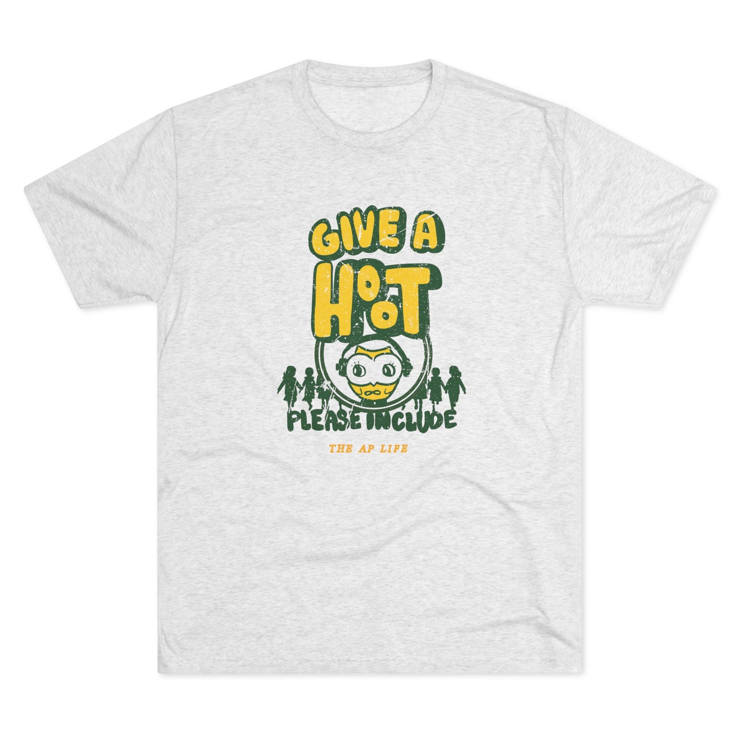 Give A Hoot - Please Include - Retro PSA Style - Adult Unisex Tri-blend Jersey Tee