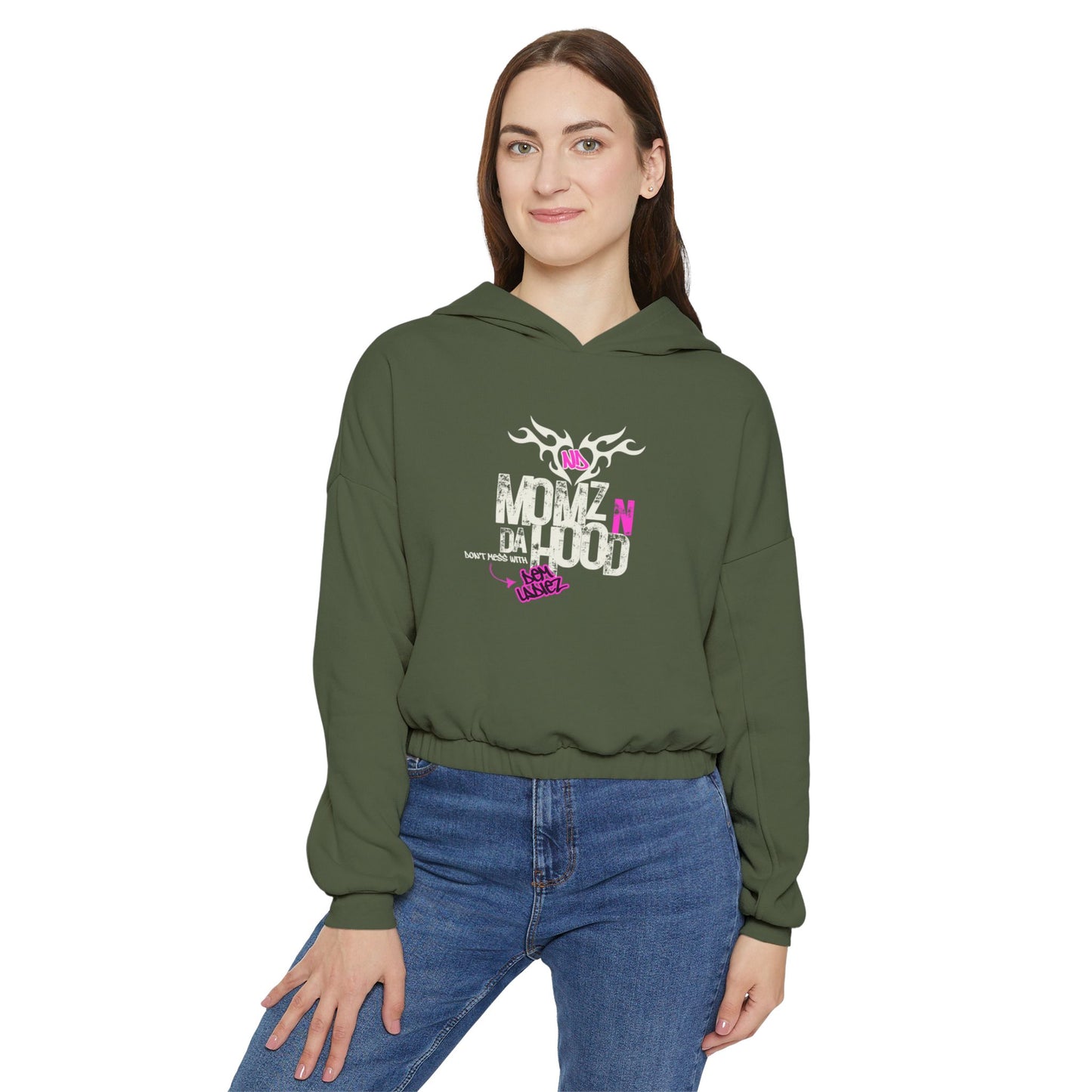 ND Momz N Da Hood (Don't Mess With Dem Ladiez) - Women's Cinched Hoodie