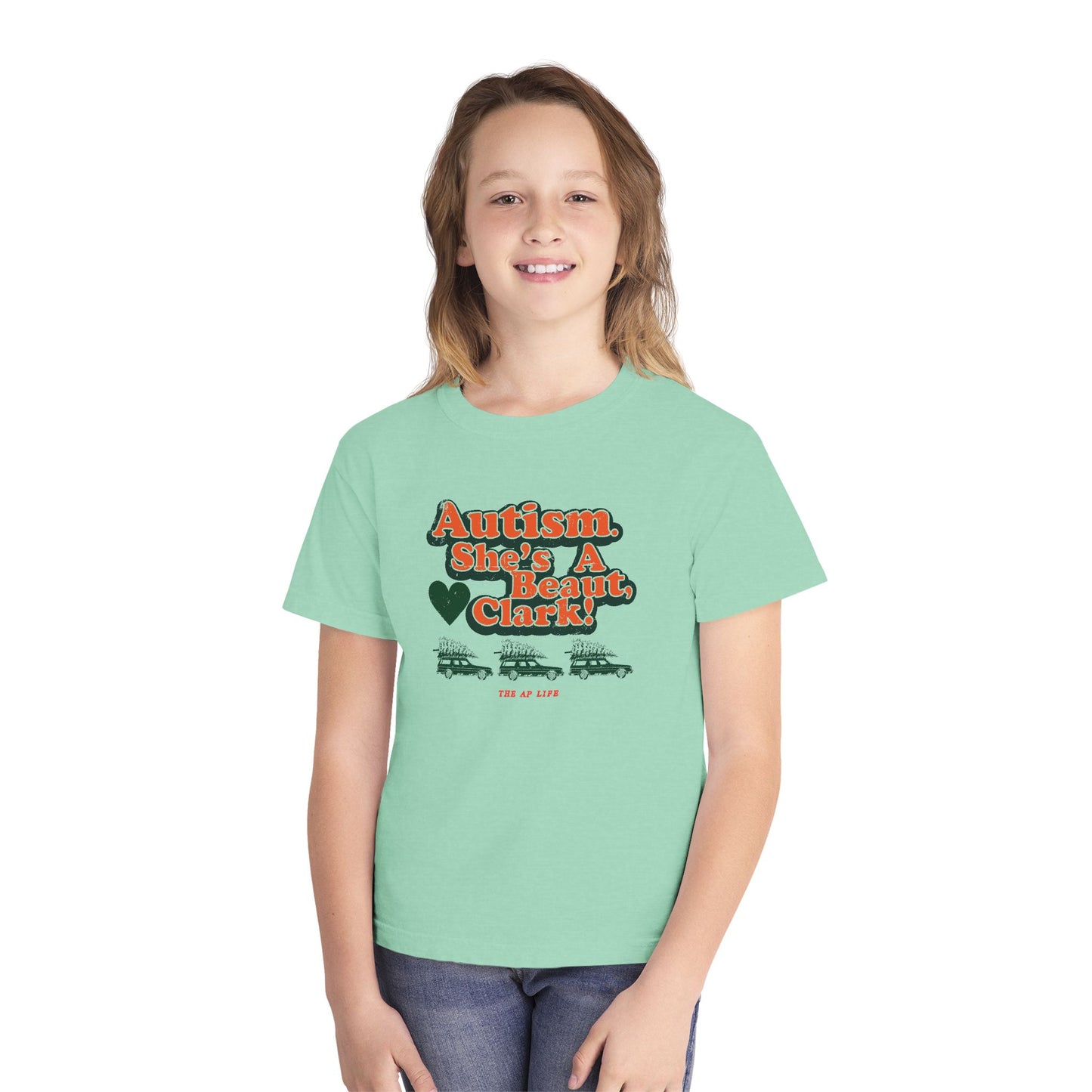 Autism. She's a Beaut, Clark! Christmas Themed Advocacy Tee - Youth Unisex Tee