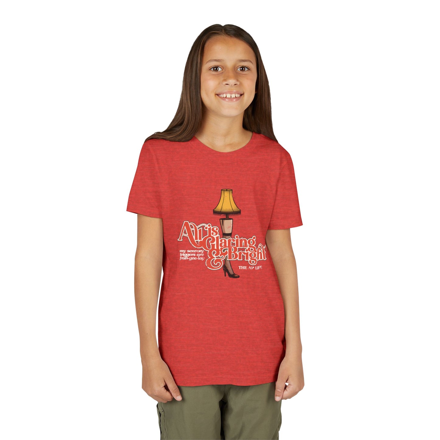 All is Glaring & Bright - Leg Lamp - Sensory Triggers - Youth Short Sleeve Tee
