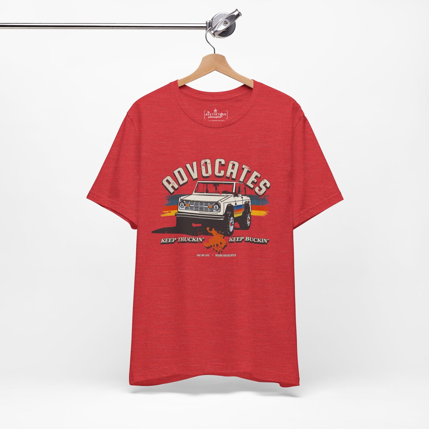Advocates Keep Truckin', Keep Buckin' - Bronco Truck - Adult Unisex Jersey Tee