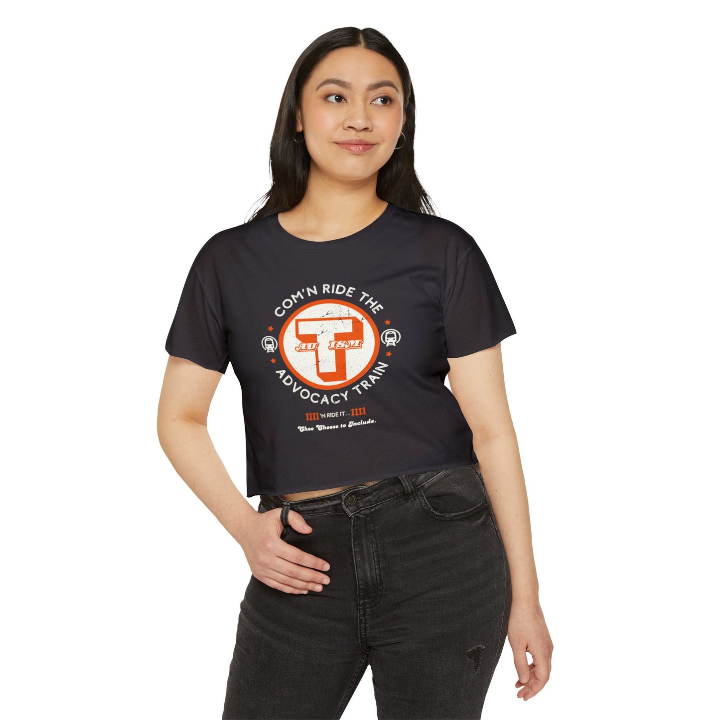 C'mon Ride The Autism Advocacy Train - Women's Crop Top