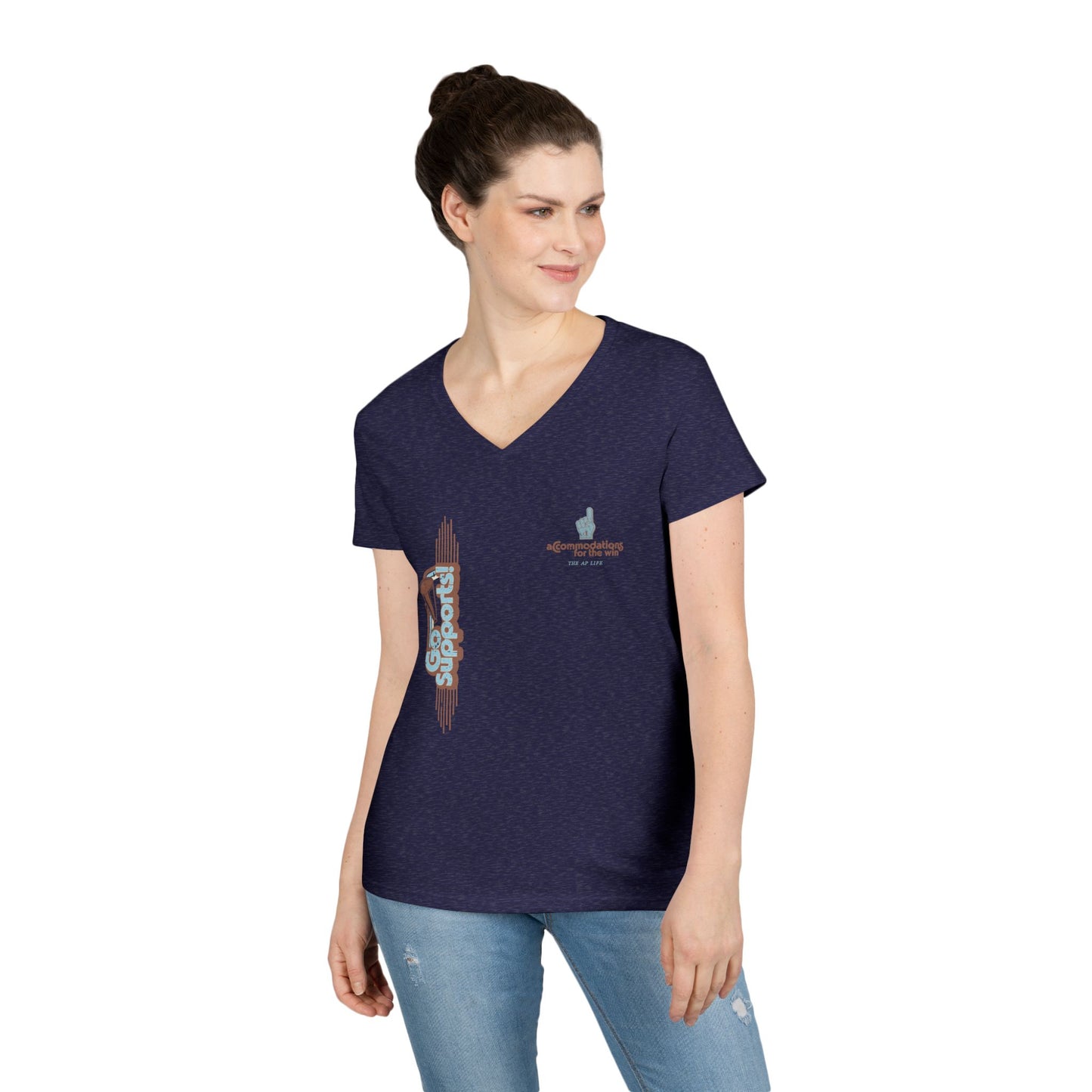 Go Supports! Accommodations for the Win - Ladies' V-Neck T-Shirt