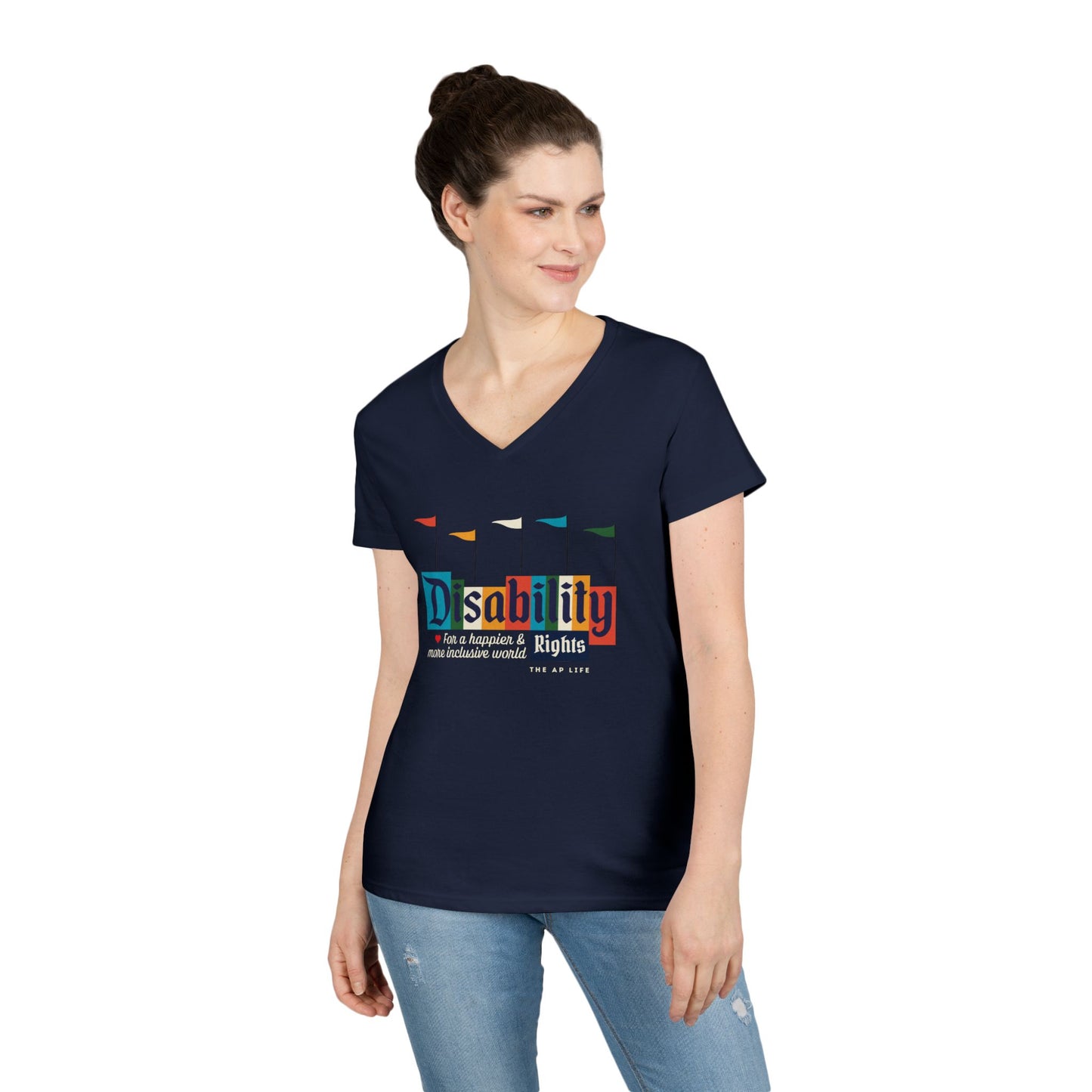 Disability Rights for a Happier & More Inclusive World - Women's V-Neck T-Shirt