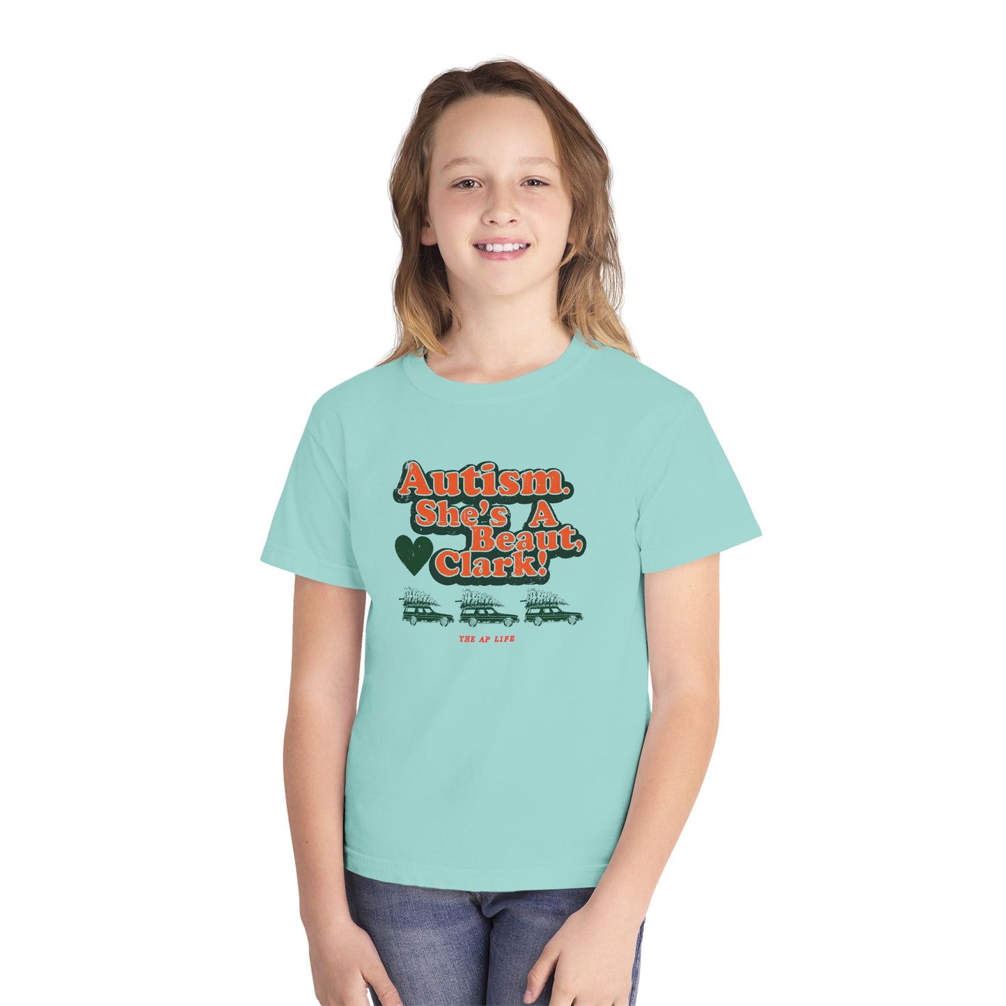Autism. She's a Beaut, Clark! Christmas Themed Advocacy Tee - Youth Unisex Tee
