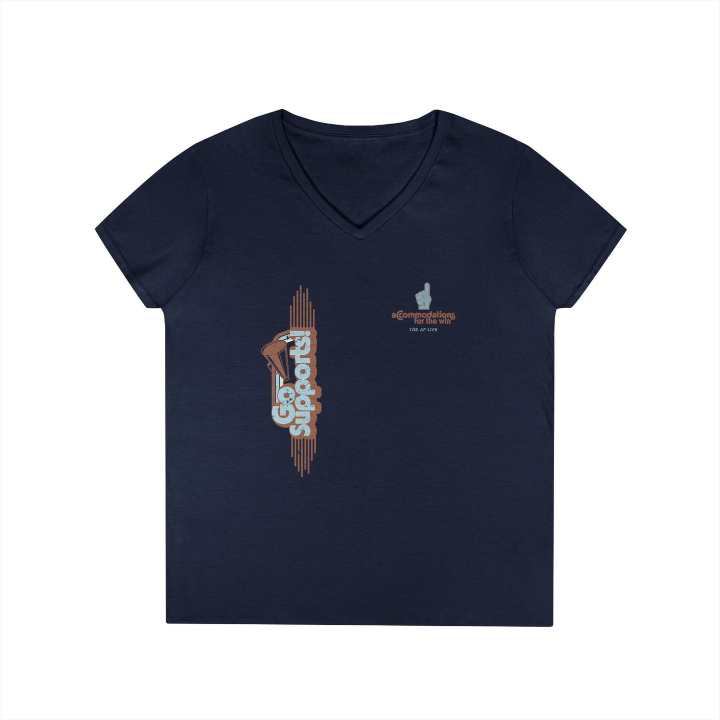 Go Supports! Accommodations for the Win - Ladies' V-Neck T-Shirt