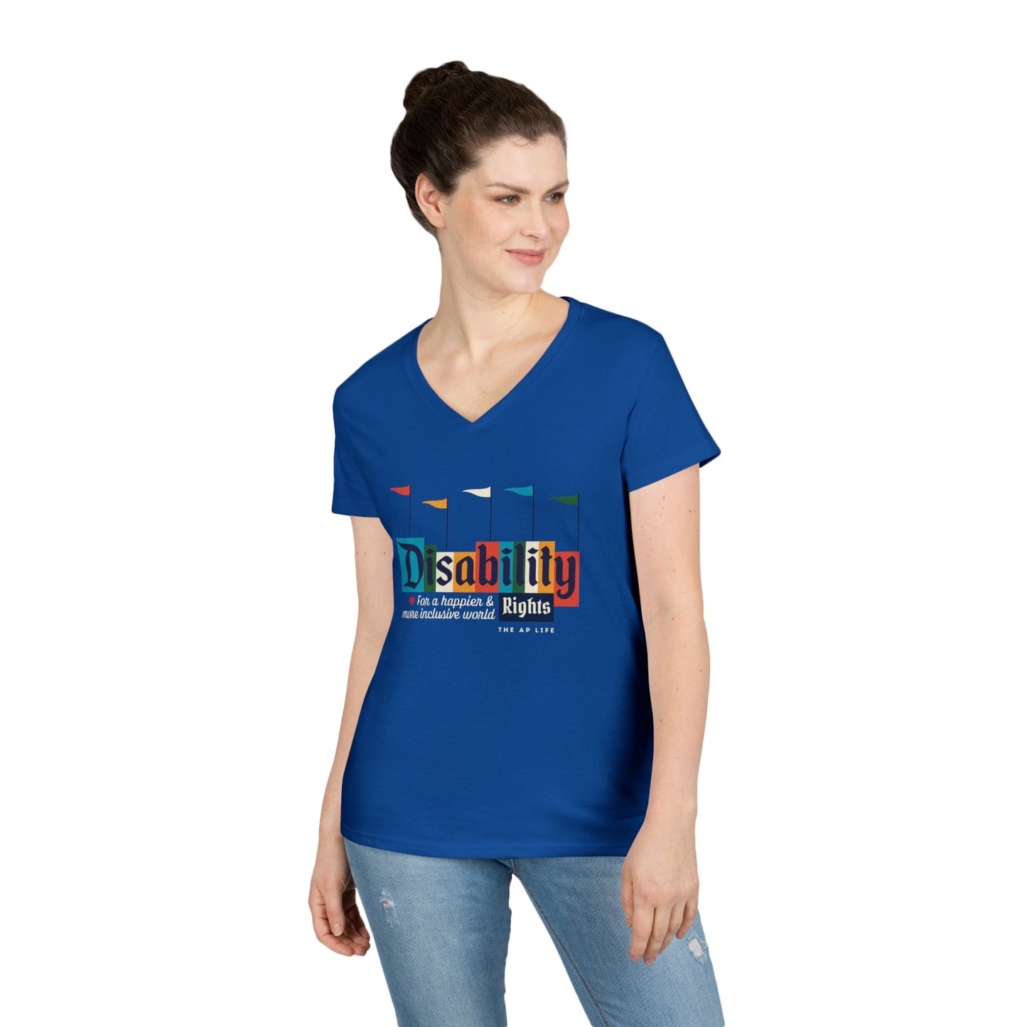 Disability Rights for a Happier & More Inclusive World - Women's V-Neck T-Shirt
