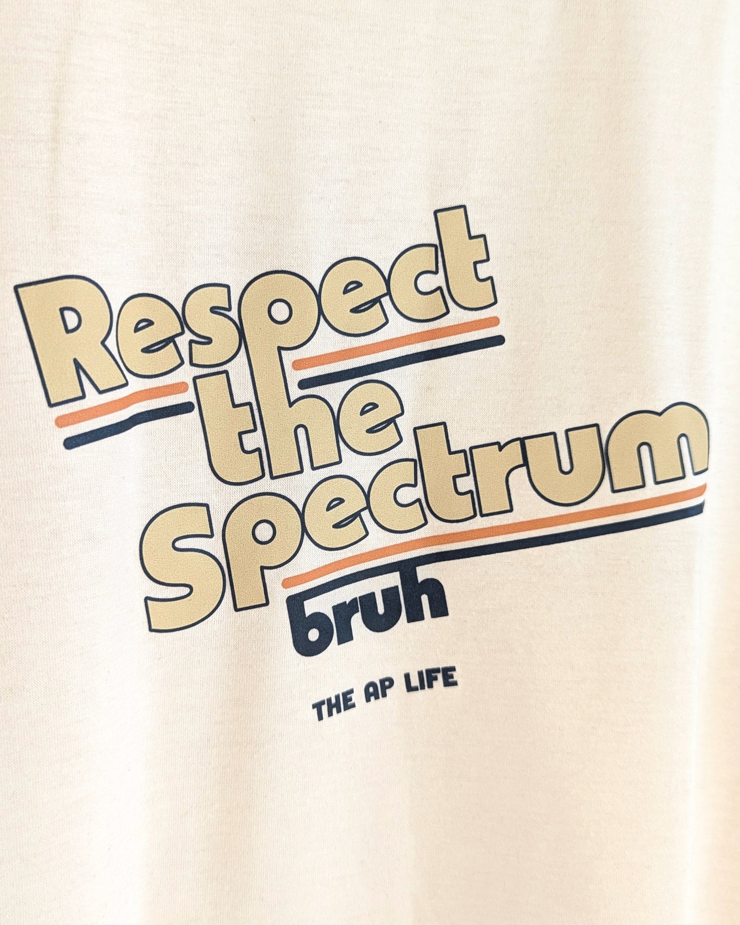 Respect The Spectrum Cream & Black Unisex Ringer Tee