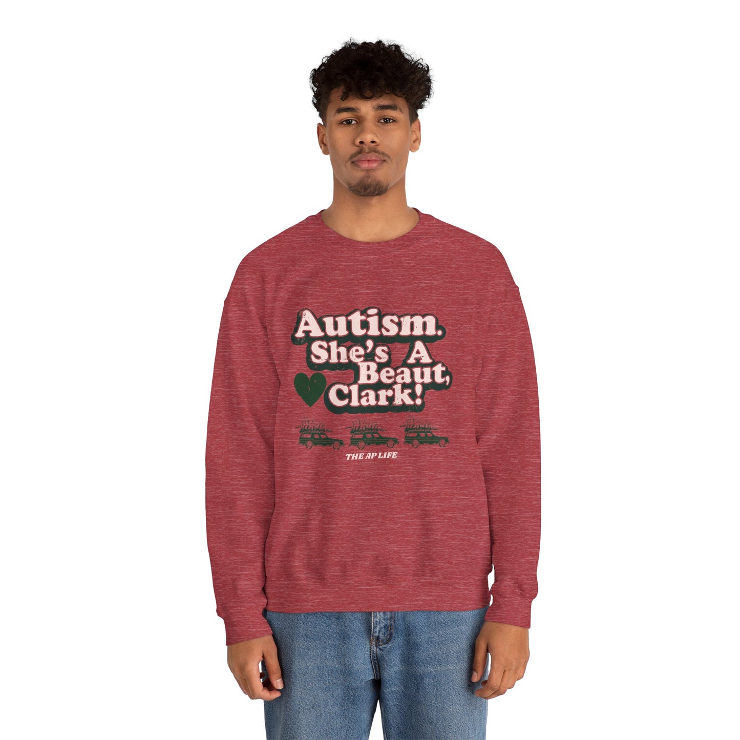 Autism. She's a Beaut, Clark! - Christmas - Advocacy Unisex Heavy Blend™ Crewneck Sweatshirt