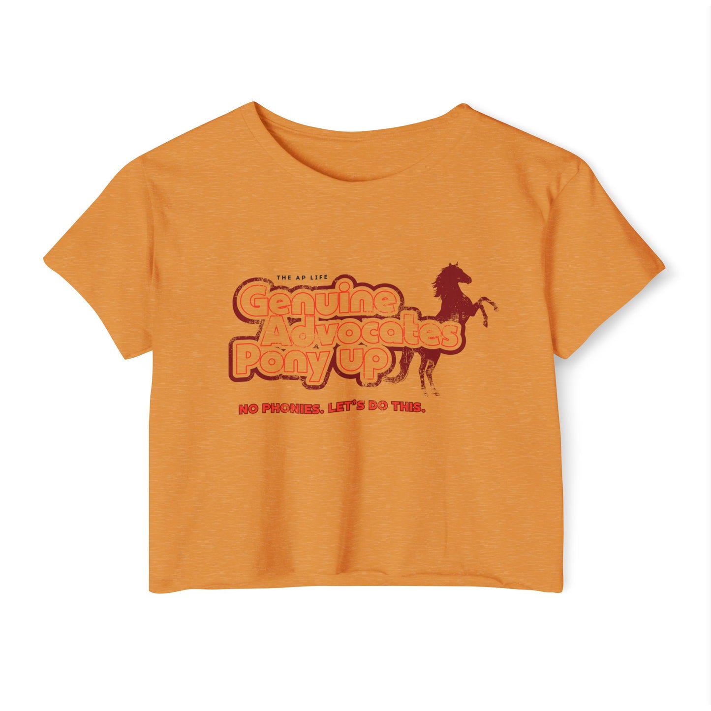 Genuine Advocates Pony Up (No Phonies, Let's Do This) - Women's Crop Top