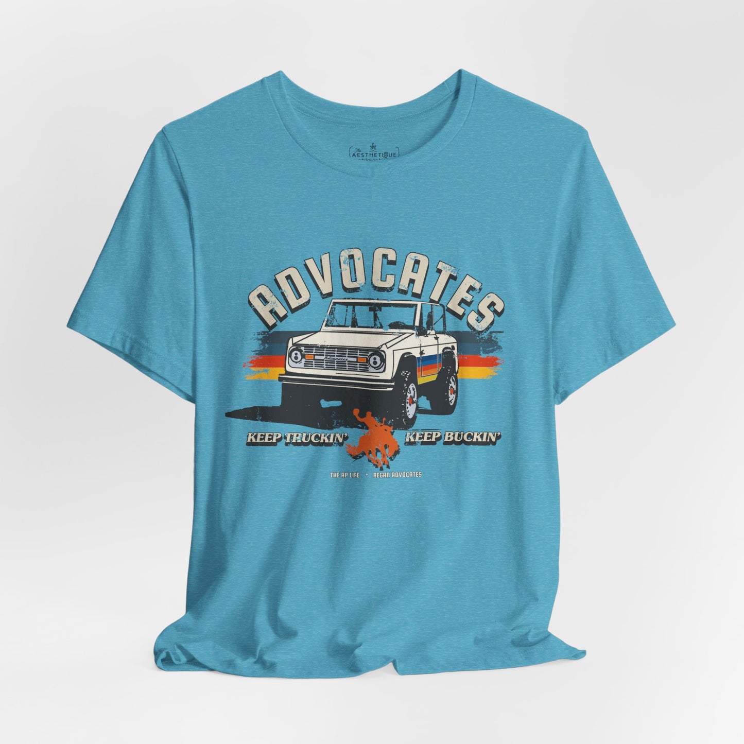Advocates Keep Truckin', Keep Buckin' - Bronco Truck - Adult Unisex Jersey Tee