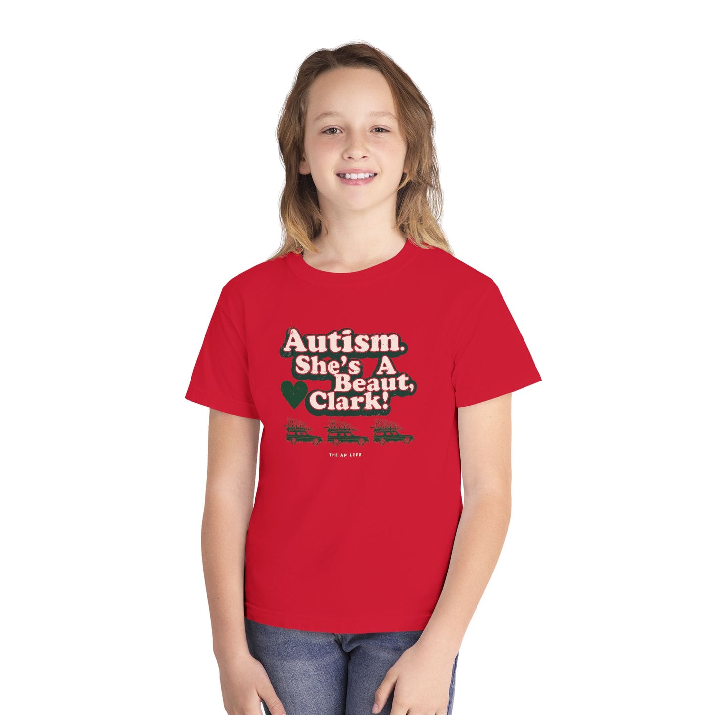 Autism. She's a Beaut, Clark! Christmas Themed Advocacy Tee - Youth Unisex Tee