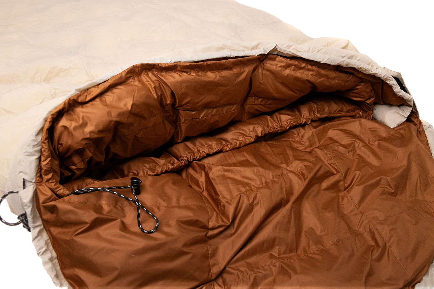 Down Zero Degree Barrel Mummy Sleeping Bag Cream & Bronze with Storage Bag