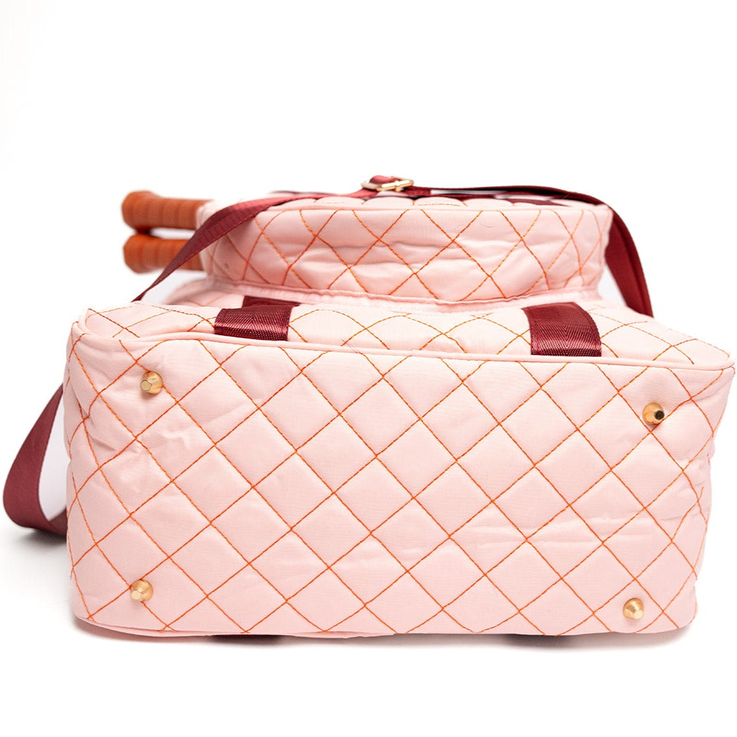 Large Capacity Quilted High Quality Pickleball Bag with Gold Hardware & Adjustable Strap