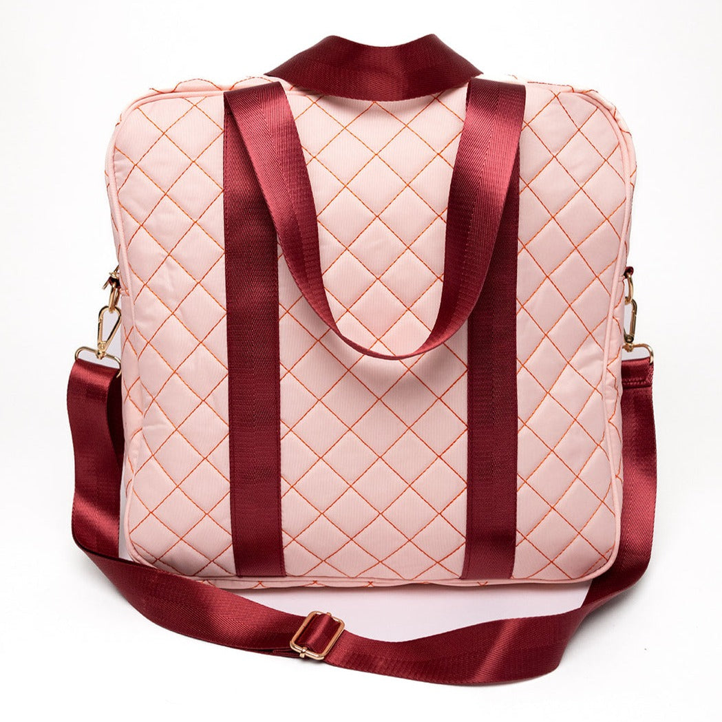 Large Capacity Quilted High Quality Pickleball Bag with Gold Hardware & Adjustable Strap