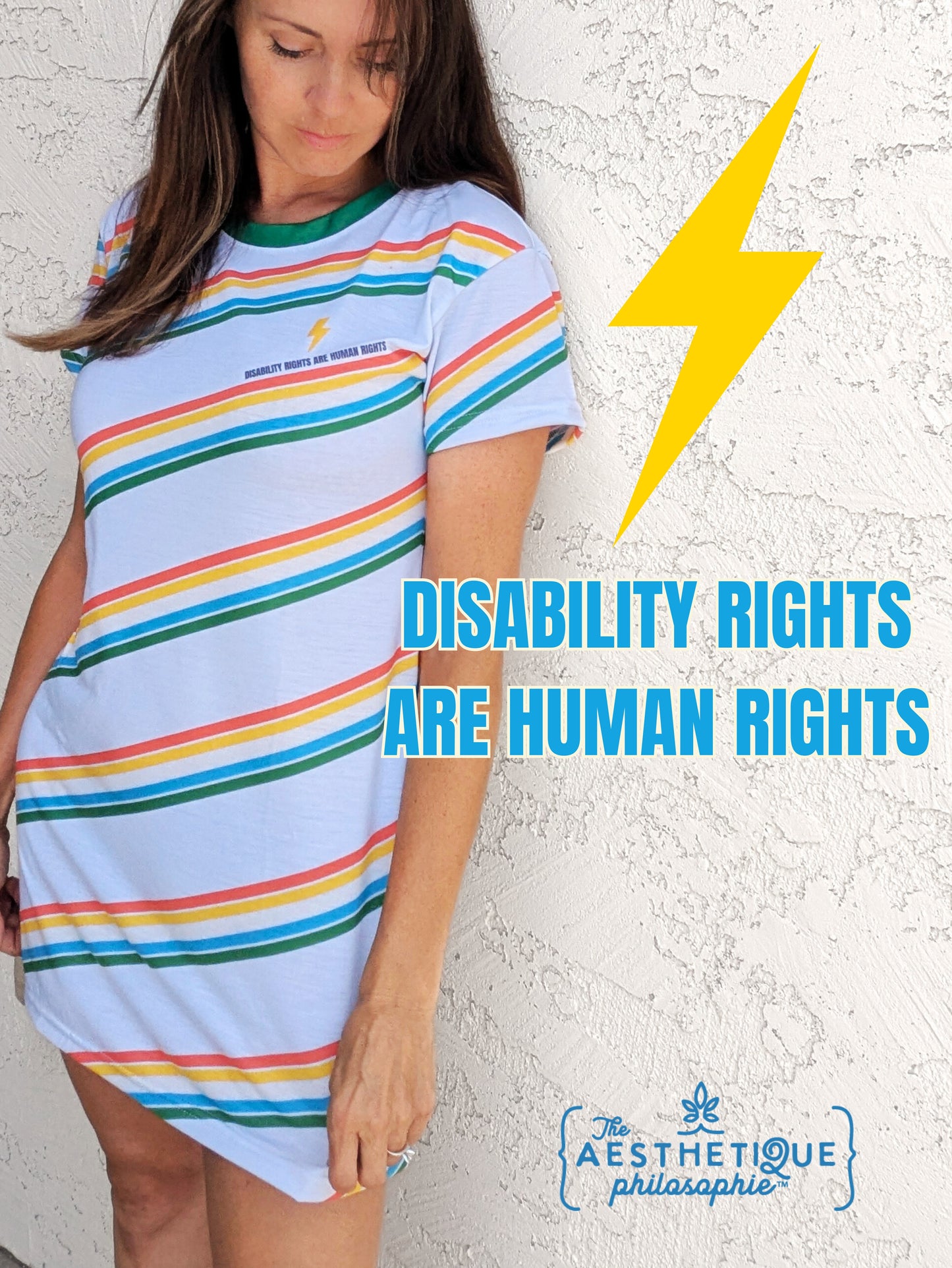Disability Rights Are Human Rights - Disability Pride Flag -Women's T-Shirt Dress