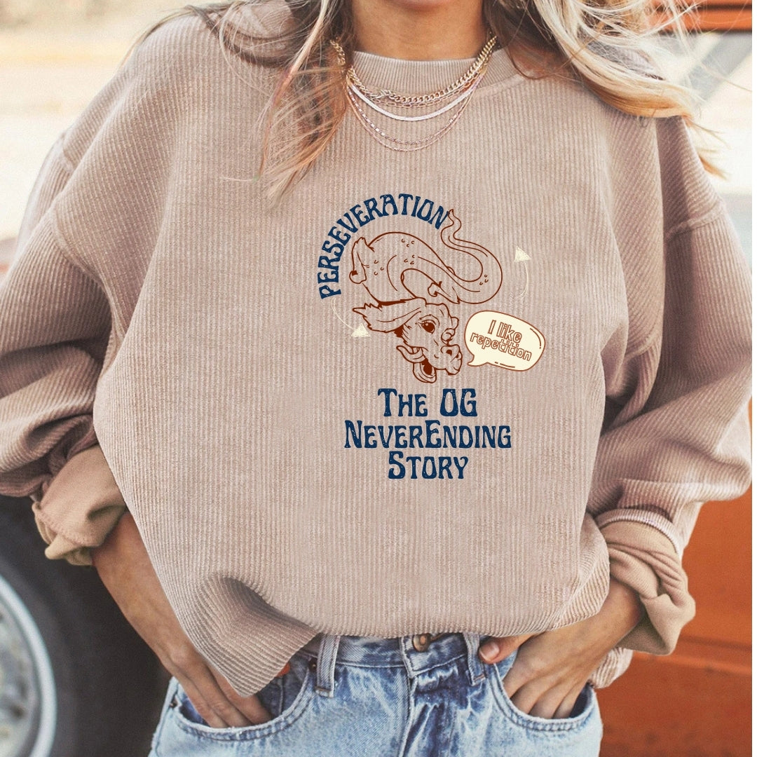 Womens' Perseveration The OG NeverEnding Stories Ribbed Oversized Sweatshirt