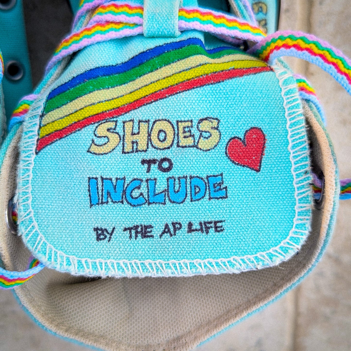 NDV - Neurodiversity - Aqua Blue ADVOKICKS (W7) - Repurposed Hand-Painted Shoes