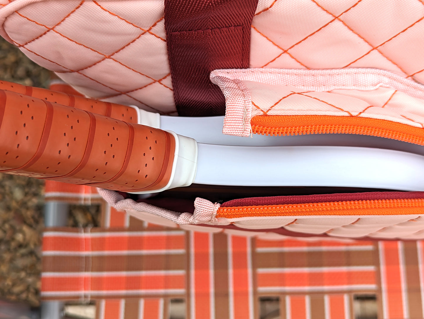 Large Capacity Quilted High Quality Pickleball Bag with Gold Hardware & Adjustable Strap