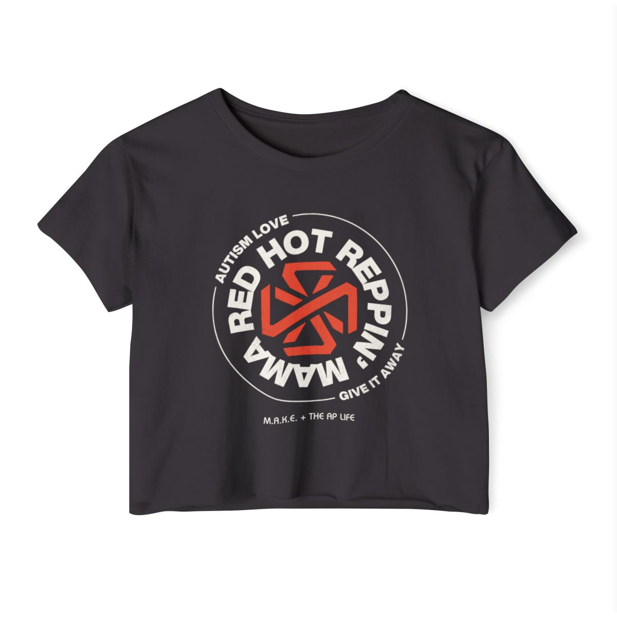Red Hot Reppin' Mama - Autism Love, Give it Away - Women's Crop Top Tee