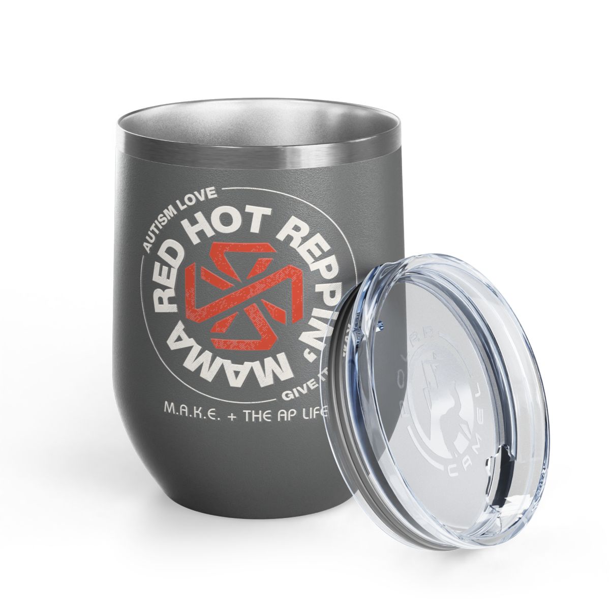 Red Hot Reppin' Mama - Autism Love, Give it Away - 12oz Insulated Wine Tumbler