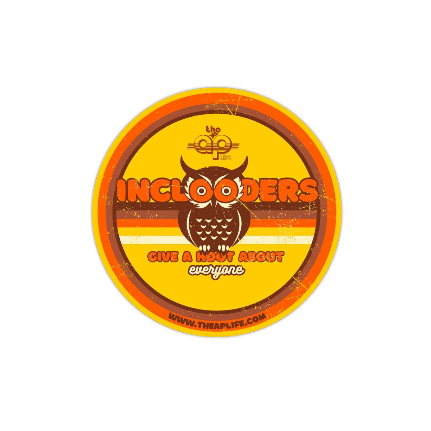 Inclooders Give A Hoot About Everyone - Circular Matte Vinyl Sticker