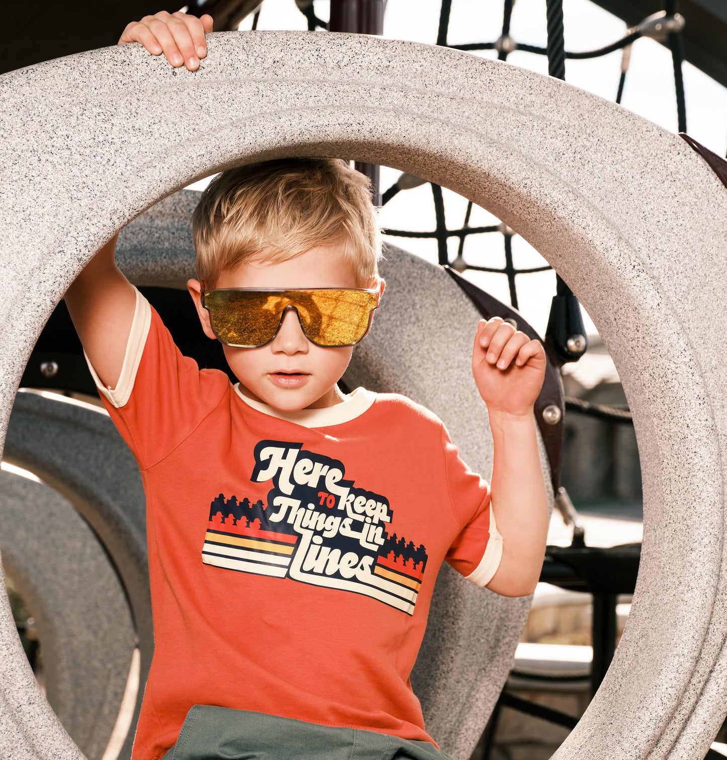 Here to Keep Things in Line Little Kids Ringer Tee