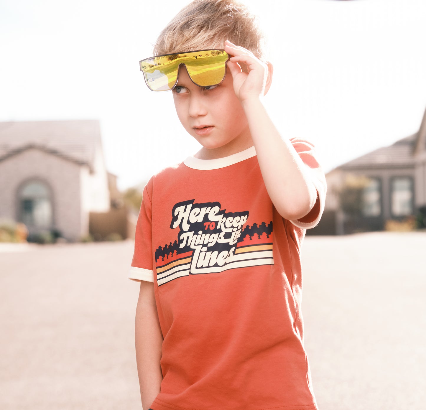 Here to Keep Things in Line Little Kids Ringer Tee