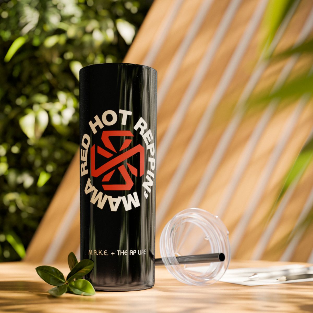 Red Hot Reppin' Mama - Autism Love, Give it Away - Glitter Black 20oz Skinny Tumbler