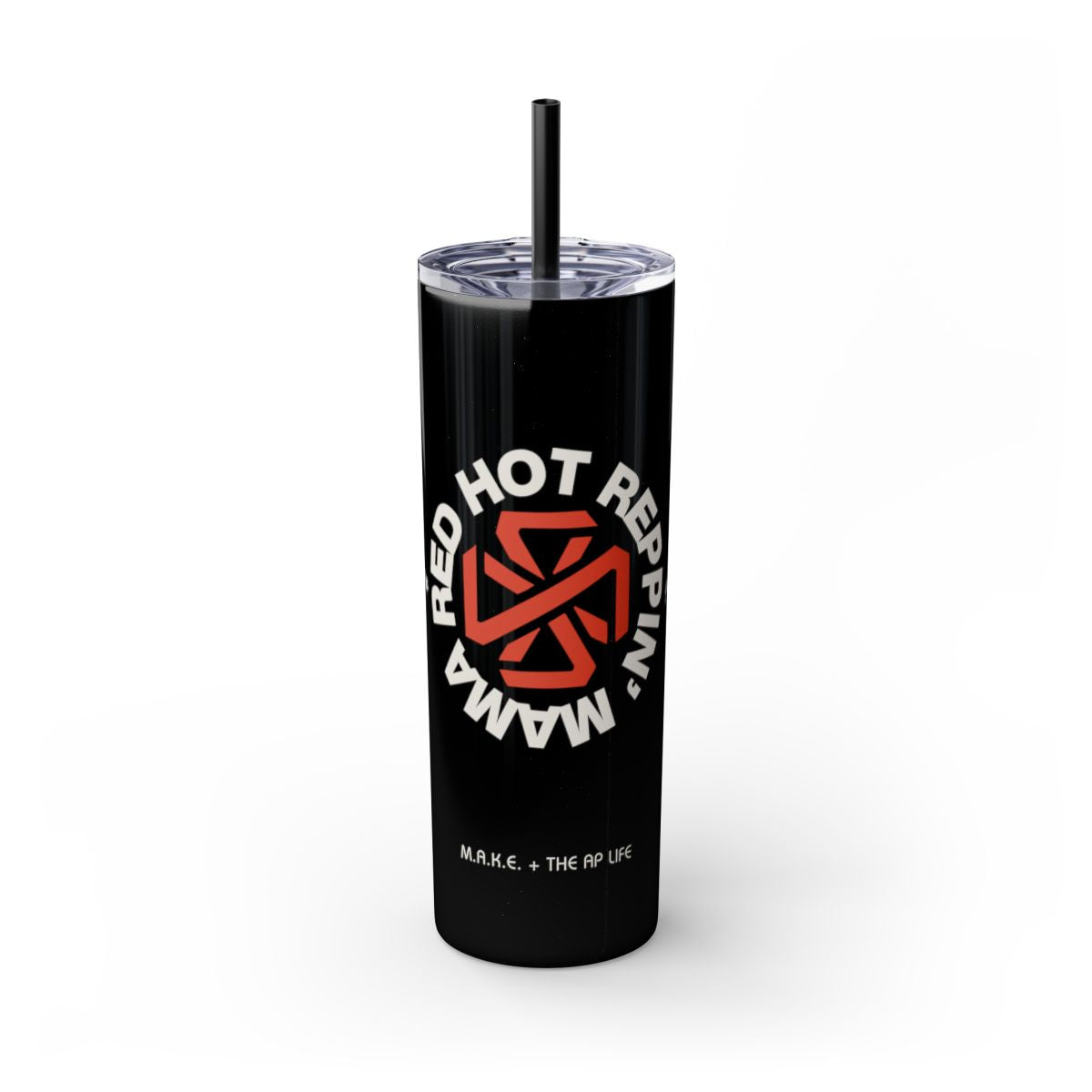 Red Hot Reppin' Mama - Autism Love, Give it Away - Glitter Black 20oz Skinny Tumbler