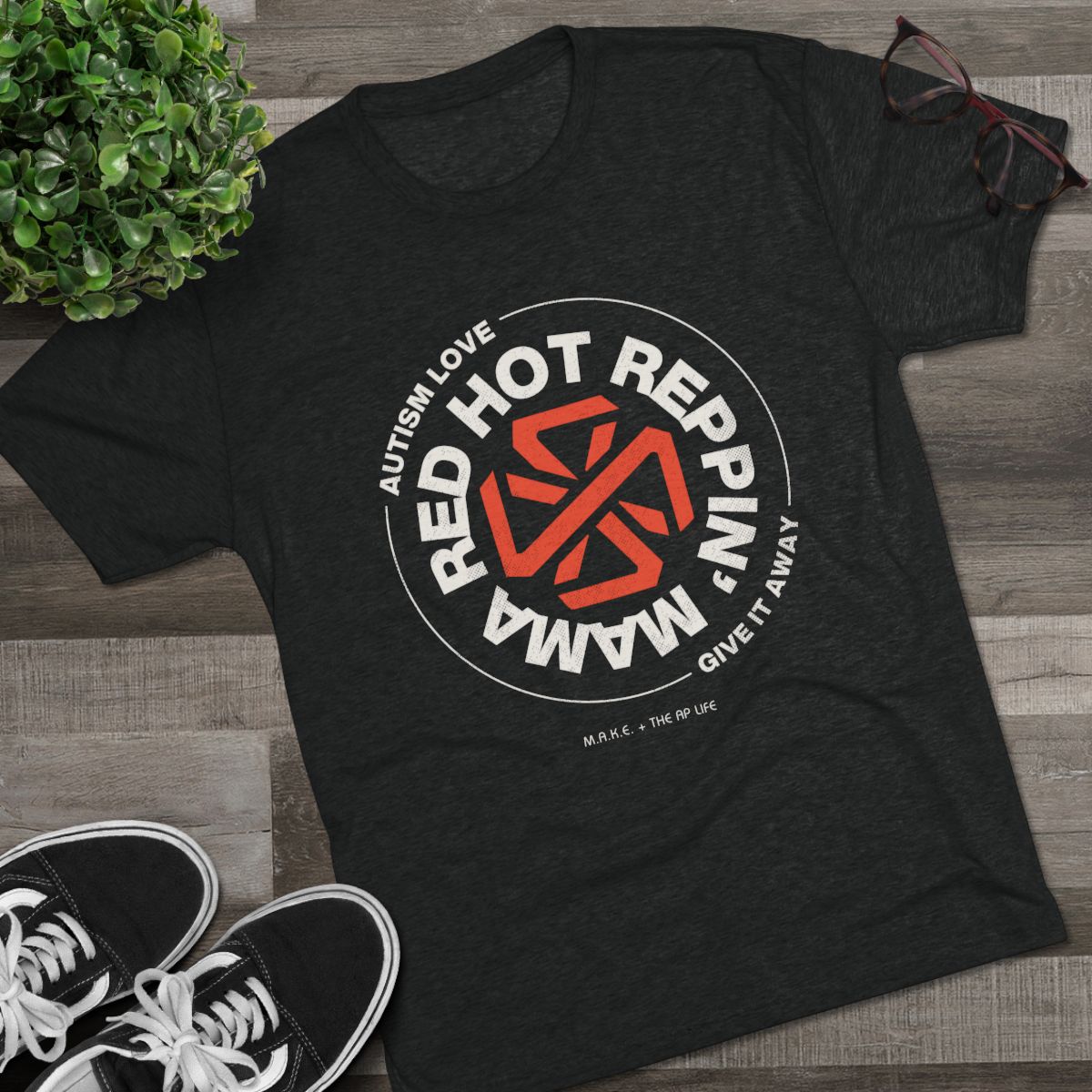 Red Hot Reppin' Mama - Autism Love, Give it Away - Adult Unisex Triblend Tee