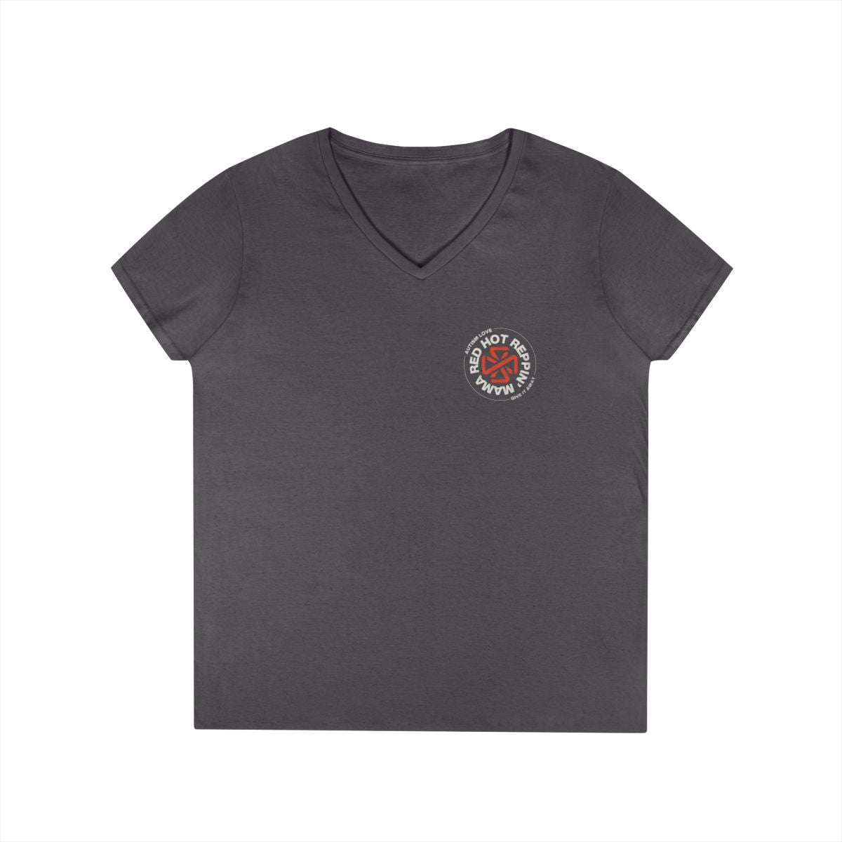 Red Hot Reppin' Mama - Autism Love, Give it Away - Women's Fitted V-Neck Tee