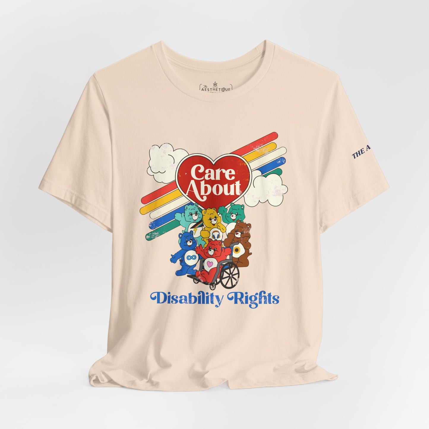 Care About Disability Rights - Retro 80s Vibe - Adult Unisex Jersey Tee (Ships Internationally)