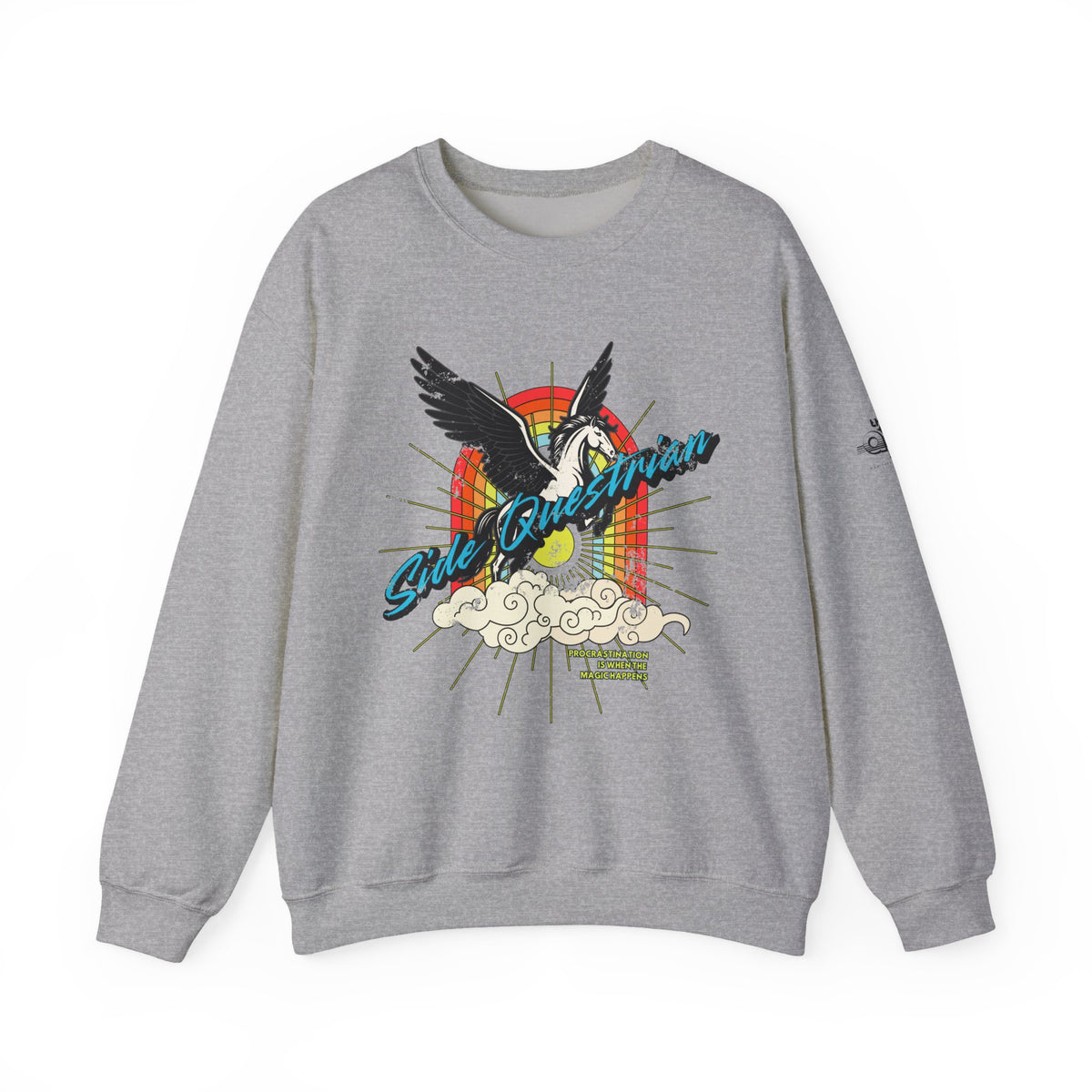 Side Questrian - Procrastination is When the Magic Happens - Adult Unisex Heavy Blend™ Crewneck Sweatshirt
