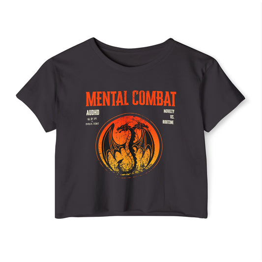 Mental Combat - Autism Vs. ADHD - Patrick Casale Collab - Women's Crop Top Tee