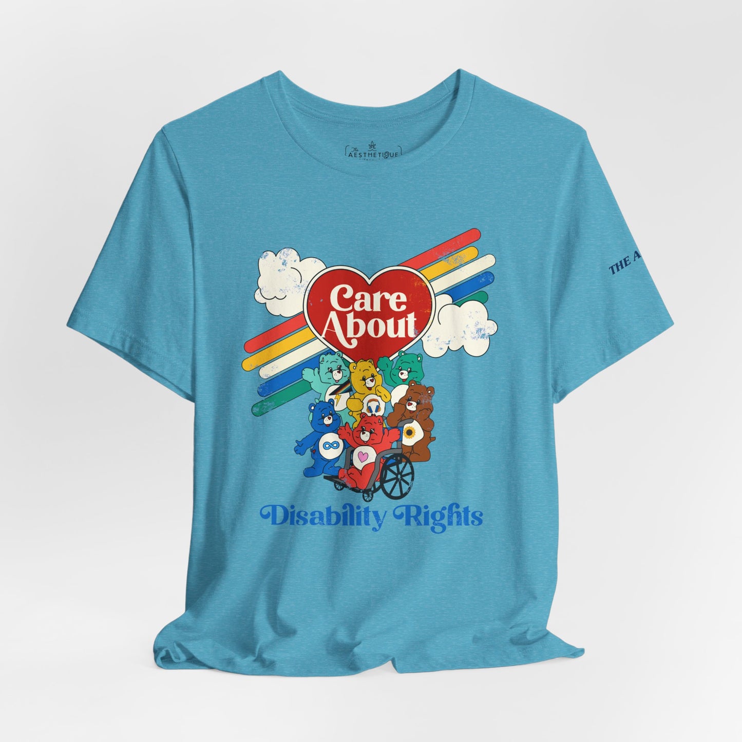 Care About Disability Rights - Retro 80s Vibe - Adult Unisex Jersey Tee (Ships Internationally)
