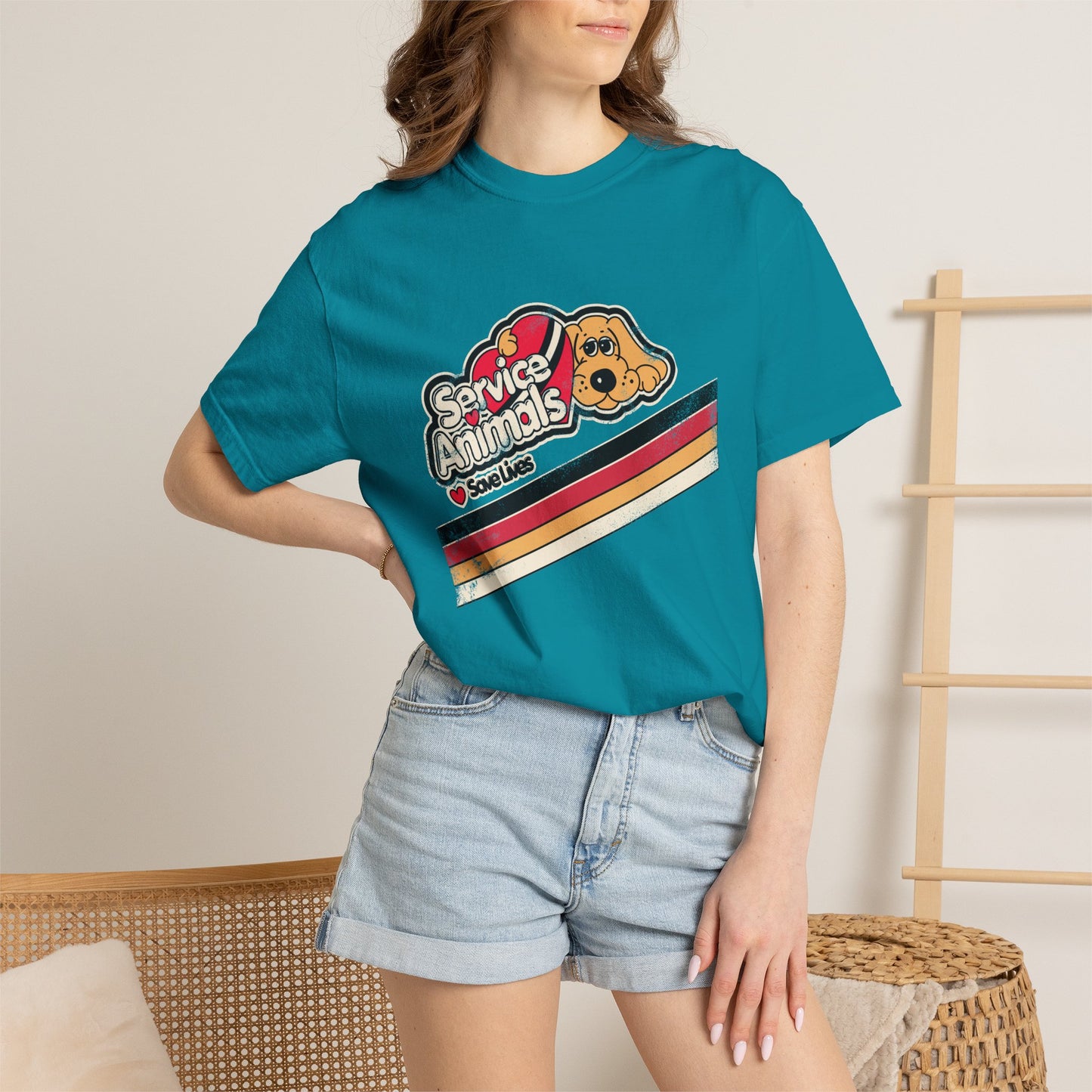 Service Animals Save Lives - Adult Unisex Garment-Dyed T-shirt