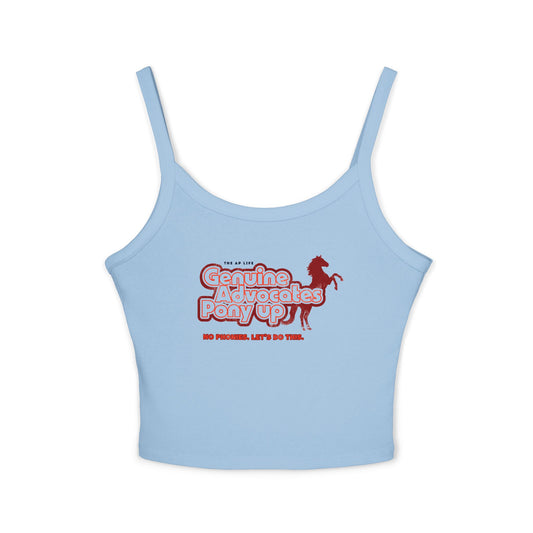 Genuine Advocates Pony Up (No Phonies, Let's Do This) - Women's Spaghetti Strap Crop Top Tank