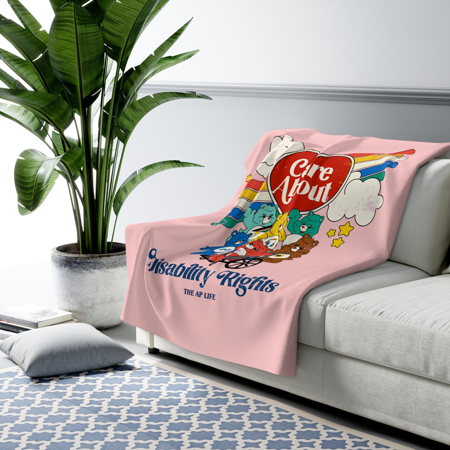 Care About Disability Rights - Retro 80s Vibe - Sherpa Fleece Blanket