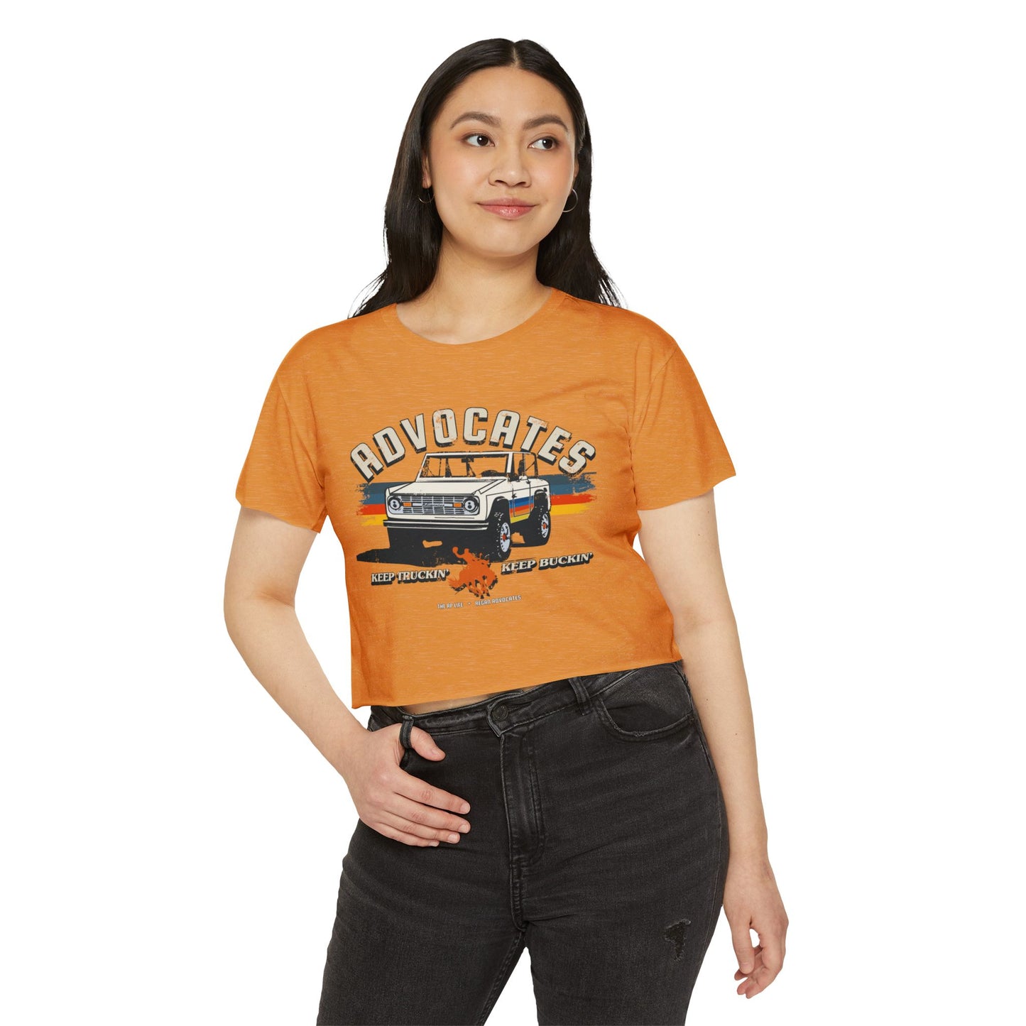 Advocates Keep Truckin', Keep Buckin' - Bronco Truck - Women's Crop Top Tee