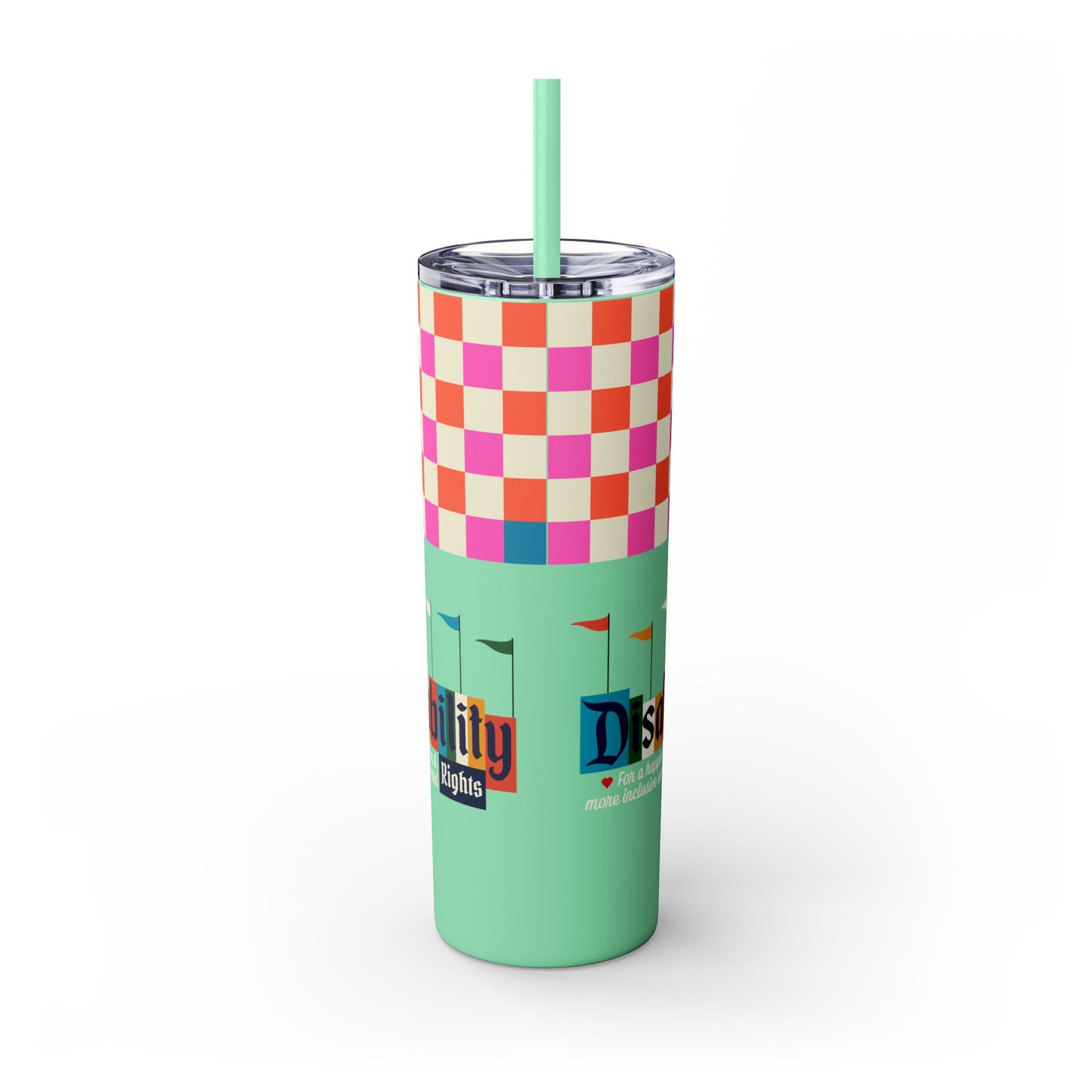 Disability Rights for a Happier & More Inclusive World - 20oz insulated tumbler with straw