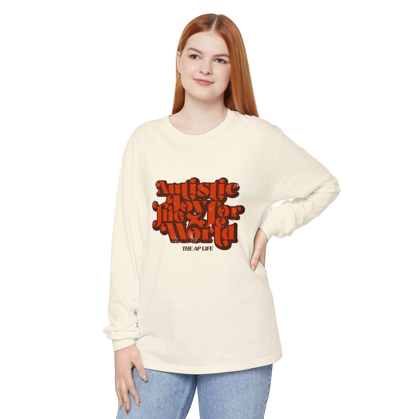 Autistic Joy for the World - Unisex Garment-dyed Long Sleeve T-Shirt