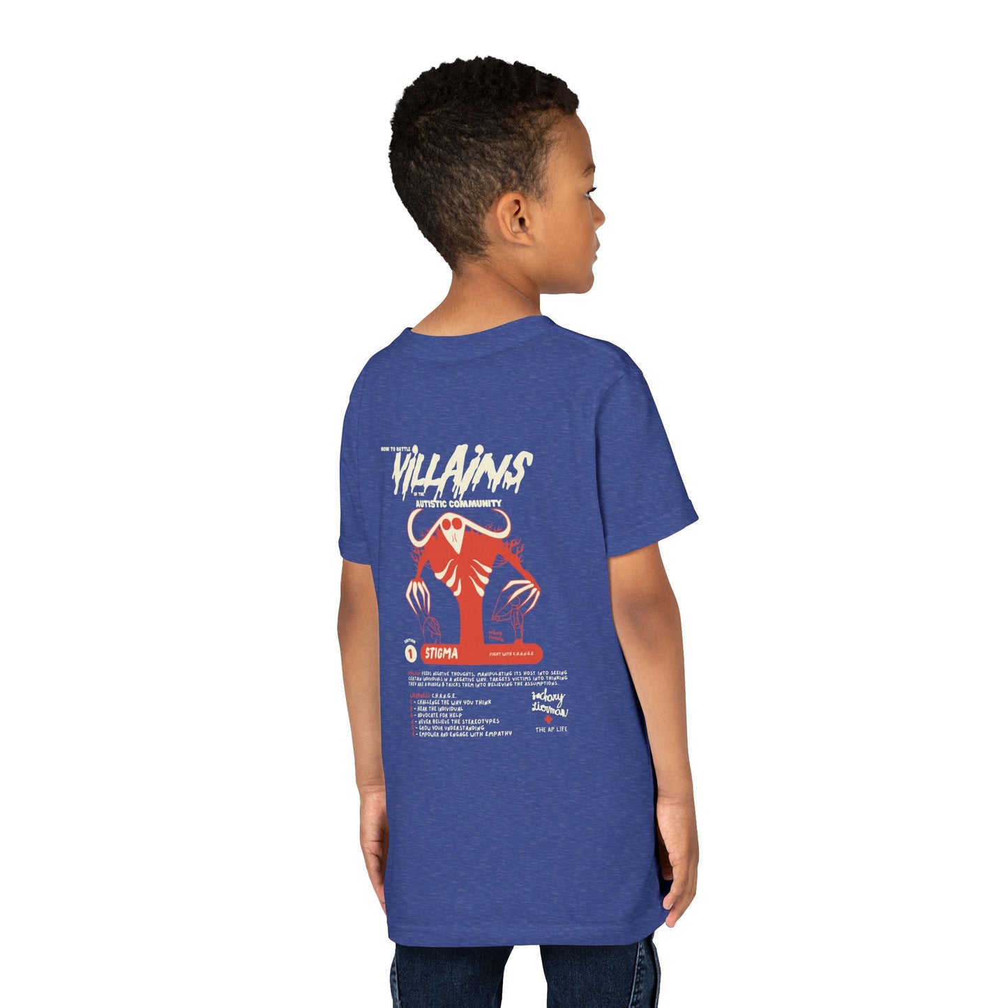 Villains of The Autistic Community Series - Stigma - Zachary Lierman - Youth Unisex Jersey Tee