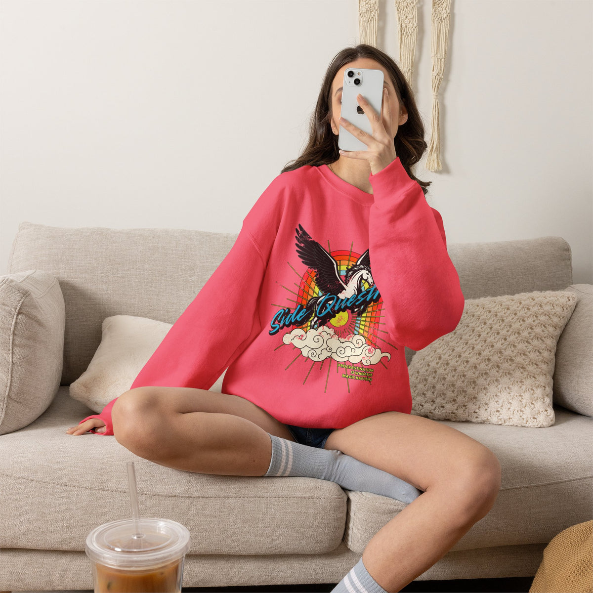 Side Questrian - Procrastination is When the Magic Happens - Adult Unisex Heavy Blend™ Crewneck Sweatshirt