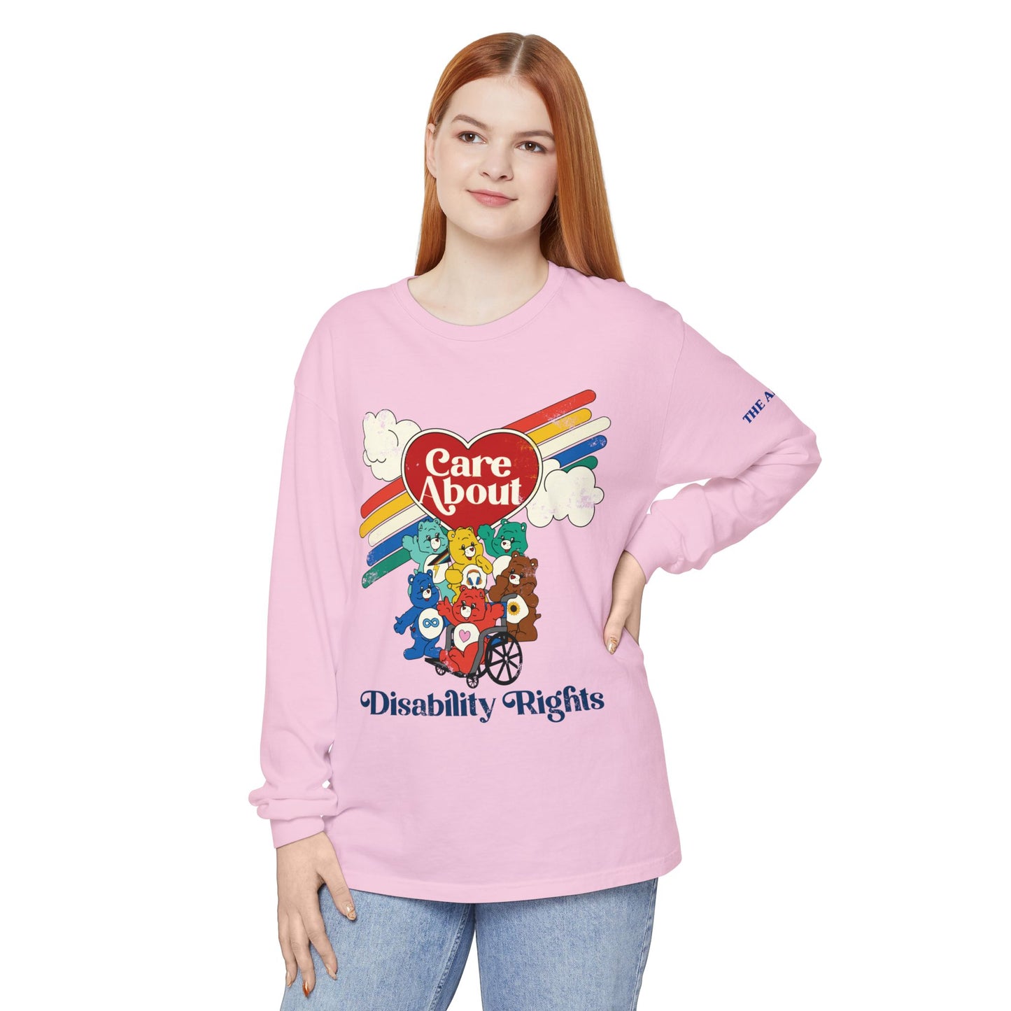 Care About Disability Rights - Retro 80s Vibe - Adult Unisex Garment-dyed Long Sleeve T-Shirt
