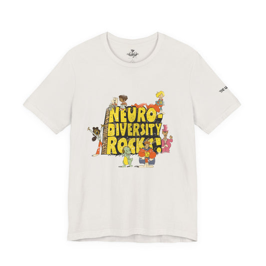 Neurodiversity Rocks - School House - Adult Unisex Jersey Short Sleeve Tee