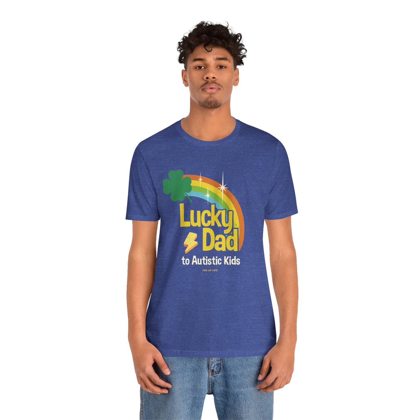 Lucky Dad to Autistic Kids - Adult Unisex Jersey Short Sleeve Tee