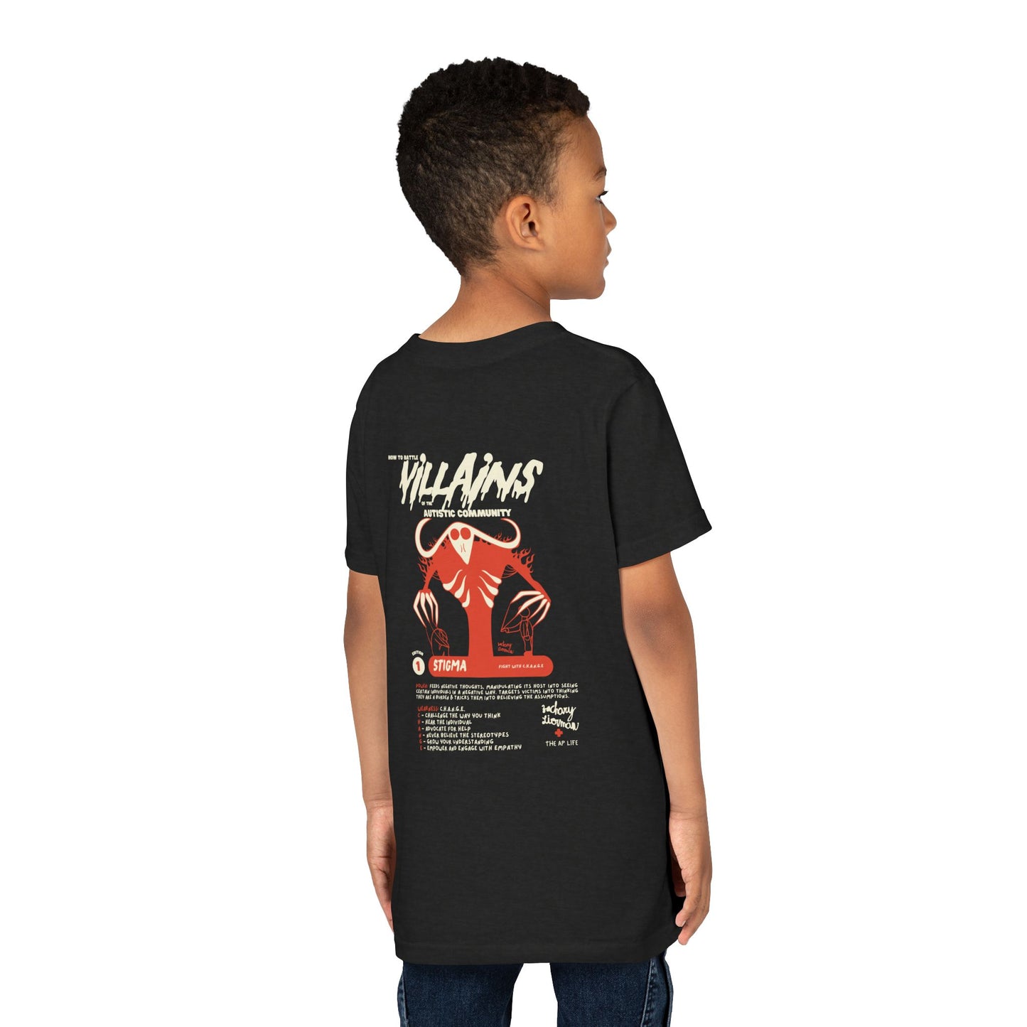 Villains of The Autistic Community Series - Stigma - Zachary Lierman - Youth Unisex Jersey Tee