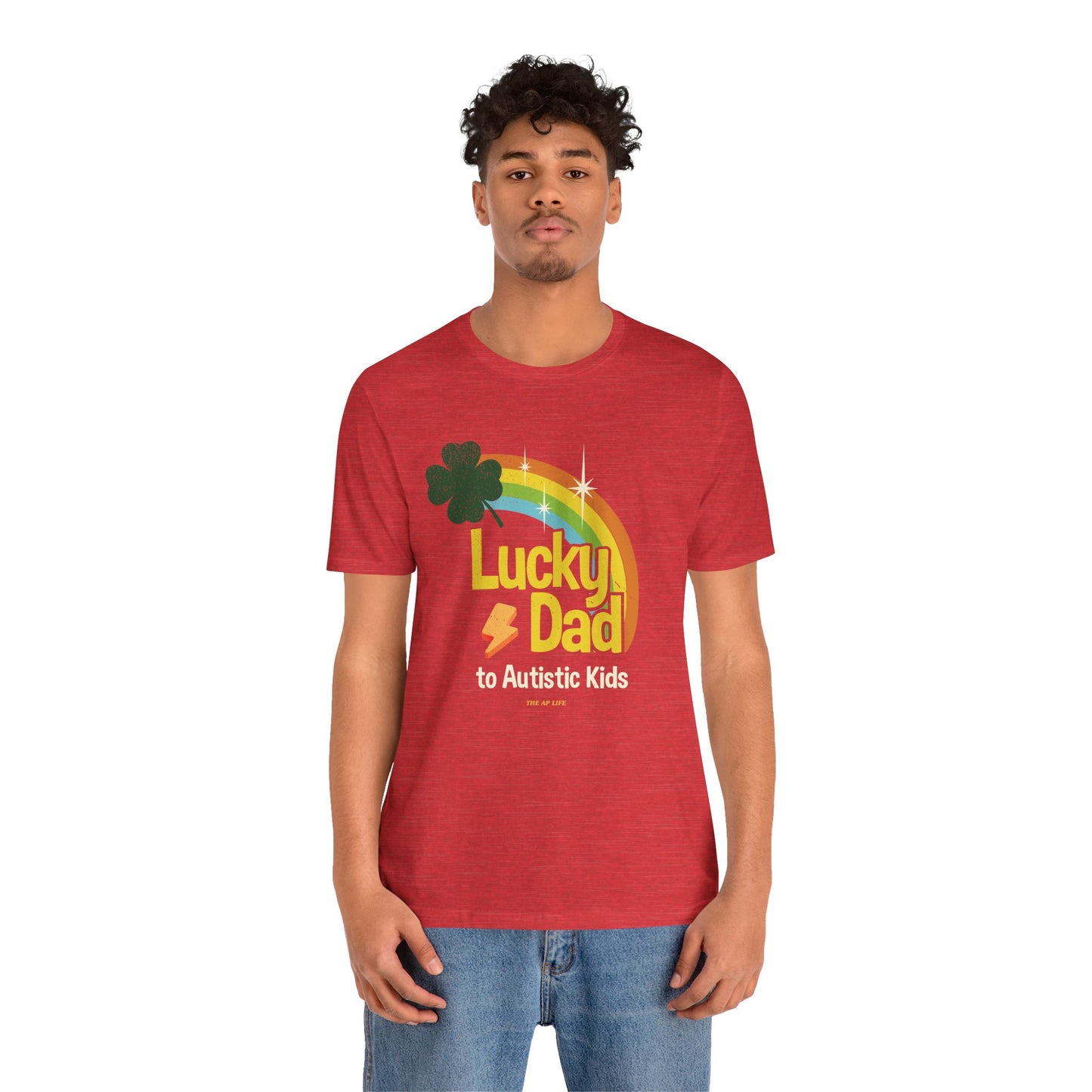 Lucky Dad to Autistic Kids - Adult Unisex Jersey Short Sleeve Tee