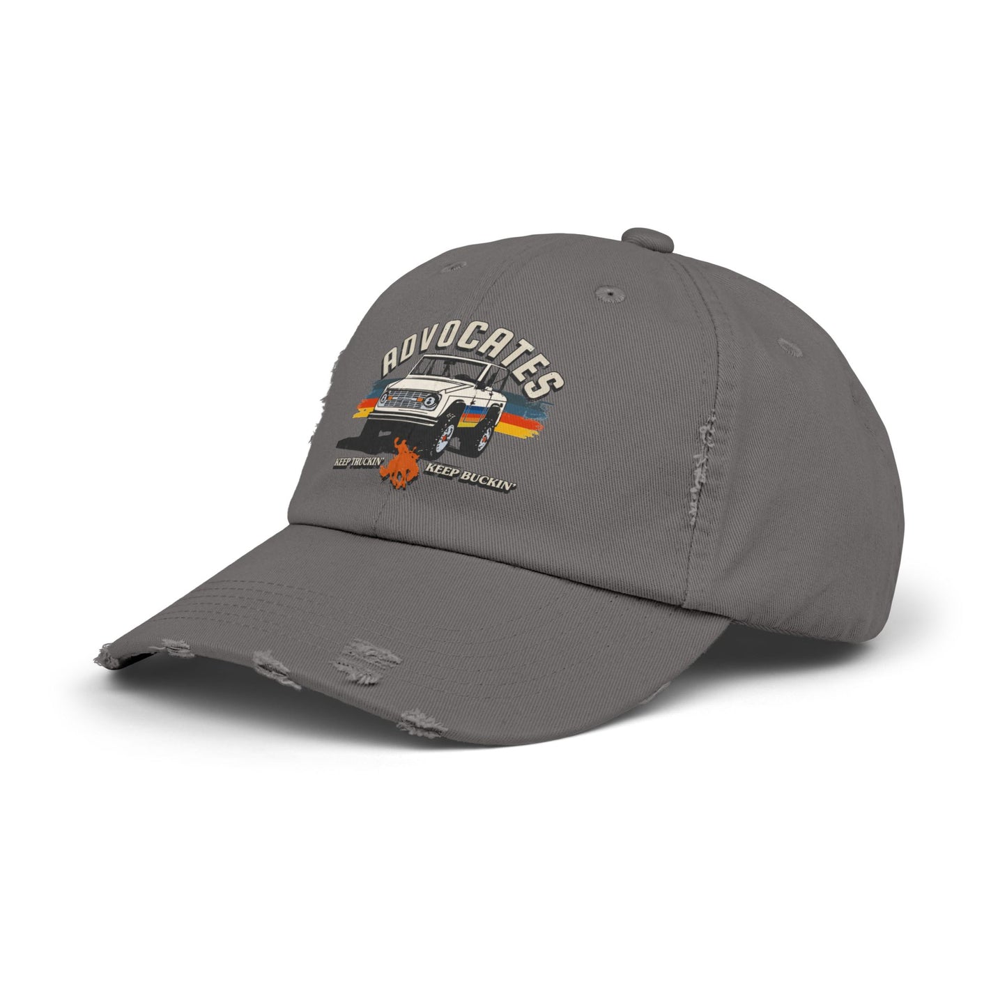 Advocates Keep Truckin', Keep Buckin' - Retro Bronco Truck - Unisex Distressed Cap